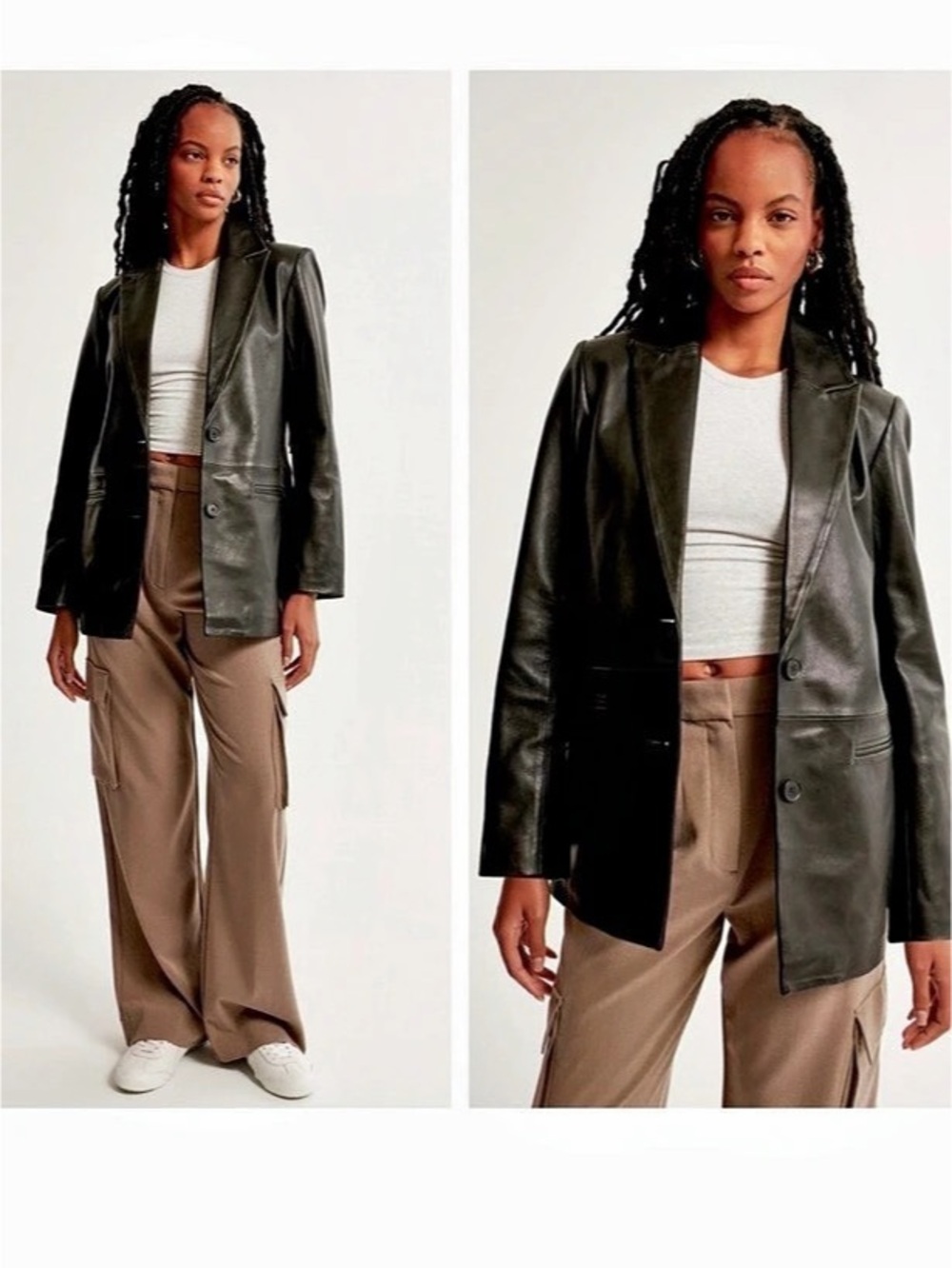 Abercrombie & Fitch Vegan Leather Blazer Black Small